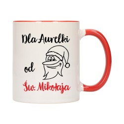 KUBEK KUBKI CZERWONY ŚRODEK UCHO NA MIKOŁAJA MIKOŁAJ PREZENT W303