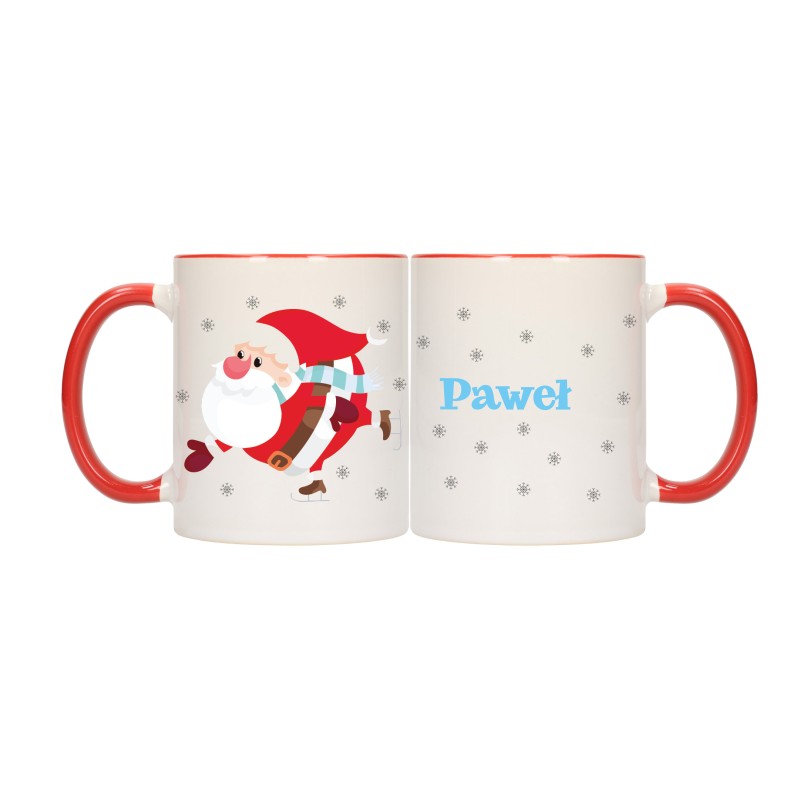 KUBEK KUBKI CZERWONY ŚRODEK UCHO NA MIKOŁAJA MIKOŁAJ Z IMIENIEM IMIĘ W627