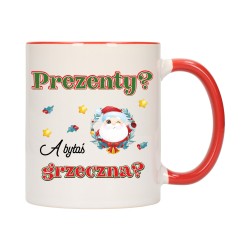 KUBEK KUBKI CZERWONY ŚRODEK UCHO NA MIKOŁAJA MIKOŁAJ PREZENT w667