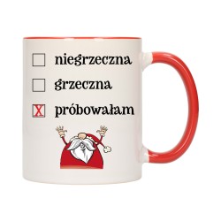 KUBEK KUBKI CZERWONY ŚRODEK UCHO NA MIKOŁAJA MIKOŁAJ PREZENT w672