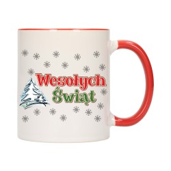 KUBEK KUBKI CZERWONY ŚRODEK UCHO NA MIKOŁAJA MIKOŁAJ PREZENT w673