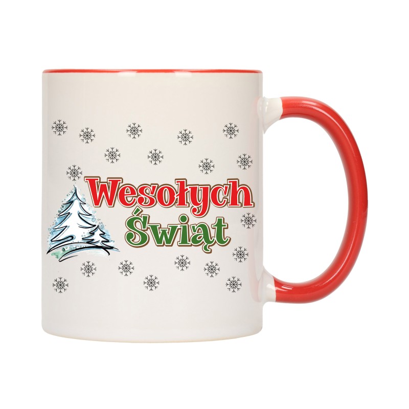 KUBEK KUBKI CZERWONY ŚRODEK UCHO NA MIKOŁAJA MIKOŁAJ PREZENT w673