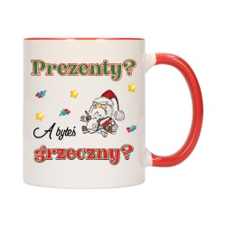 KUBEK KUBKI CZERWONY ŚRODEK UCHO NA MIKOŁAJA MIKOŁAJ PREZENT w679
