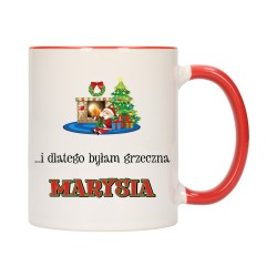 KUBEK KUBKI CZERWONY ŚRODEK UCHO NA MIKOŁAJA MIKOŁAJ PREZENT w674