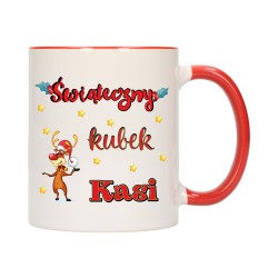 KUBEK KUBKI CZERWONY ŚRODEK UCHO NA MIKOŁAJA MIKOŁAJ PREZENT w669