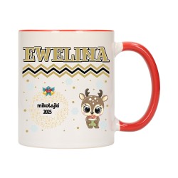 KUBEK KUBKI CZERWONY ŚRODEK UCHO NA MIKOŁAJA MIKOŁAJ PREZENT w675