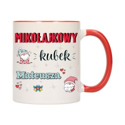 KUBEK KUBKI CZERWONY ŚRODEK UCHO NA MIKOŁAJA MIKOŁAJ PREZENT w676