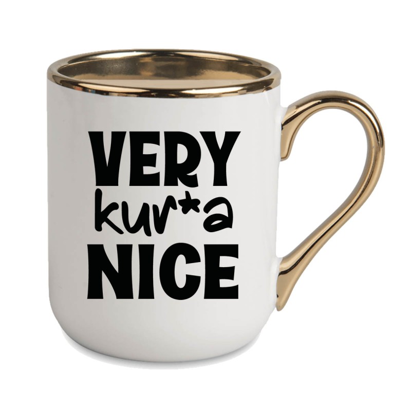 KUBEK ZŁOTY RANT UCHO ŚMIESZNY ZABAWNY NAPIS PUDEŁKO OZDOBNE PREZENT W808