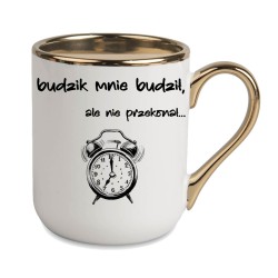 KUBEK ZŁOTY RANT UCHO ŚMIESZNY ZABAWNY NAPIS PUDEŁKO OZDOBNE PREZENT W812