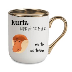 KUBEK ZŁOTY RANT UCHO ŚMIESZNY ZABAWNY NAPIS PUDEŁKO OZDOBNE PREZENT W816