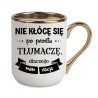 KUBEK ZŁOTY RANT UCHO ŚMIESZNY ZABAWNY NAPIS PUDEŁKO OZDOBNE PREZENT W818