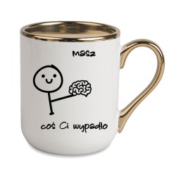 KUBEK ZŁOTY RANT UCHO ŚMIESZNY ZABAWNY NAPIS PUDEŁKO OZDOBNE PREZENT W819