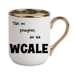 KUBEK ZŁOTY RANT UCHO ŚMIESZNY ZABAWNY NAPIS PUDEŁKO OZDOBNE PREZENT W823