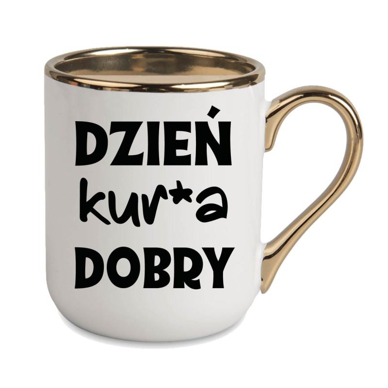 KUBEK ZŁOTY RANT UCHO ŚMIESZNY ZABAWNY NAPIS PUDEŁKO OZDOBNE PREZENT W824