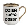 KUBEK ZŁOTY RANT UCHO ŚMIESZNY ZABAWNY NAPIS PUDEŁKO OZDOBNE PREZENT W824