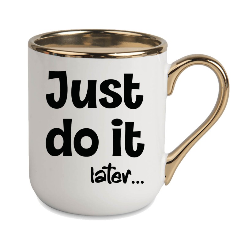 KUBEK ZŁOTY RANT UCHO ŚMIESZNY ZABAWNY NAPIS PUDEŁKO OZDOBNE PREZENT W836