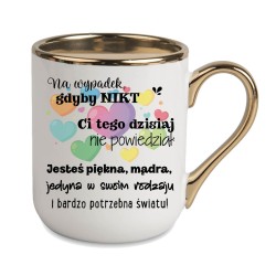 KUBEK ZŁOTY RANT UCHO ŚMIESZNY ZABAWNY NAPIS PUDEŁKO OZDOBNE PREZENT W850