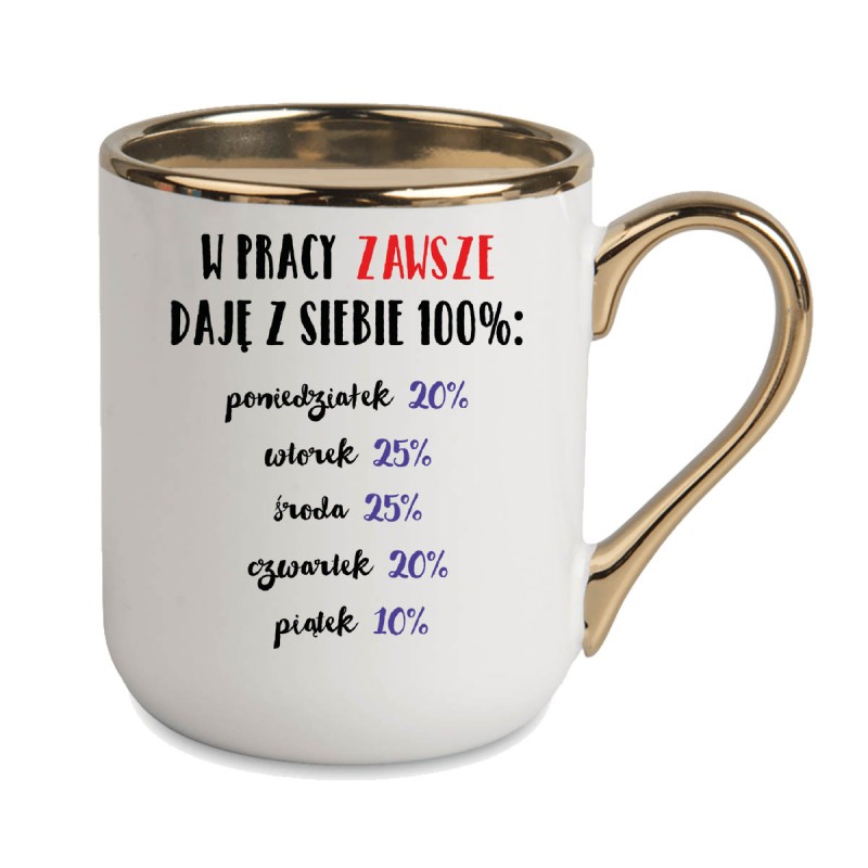 KUBEK KUBKI ZŁOTY RANT UCHO DO PRACY ŚMIESZNY NAPIS PREZENT W281