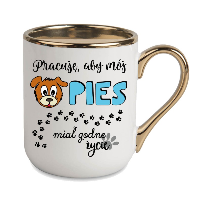 KUBEK KUBKI ZŁOTY RANT UCHO DO PRACY ŚMIESZNY NAPIS PREZENT W506