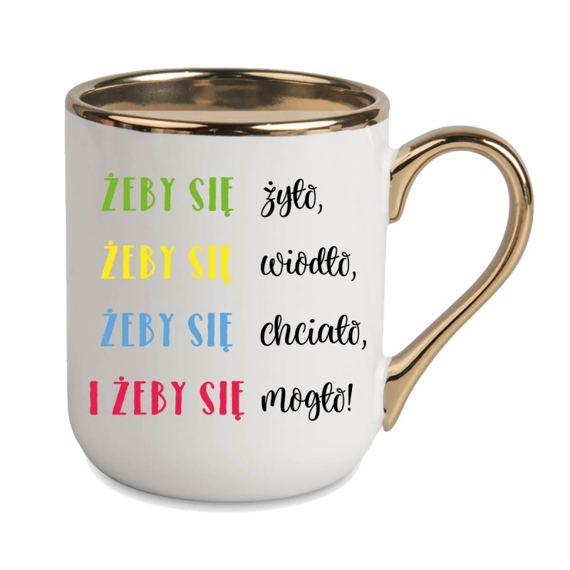 KUBEK KUBKI ZŁOTY RANT UCHO ŚMIESZNY ZABAWNY NAPIS PREZENT W399