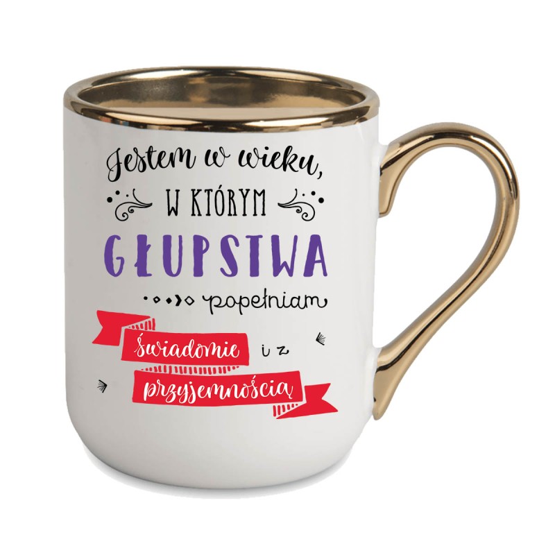 KUBEK KUBKI ZŁOTY RANT UCHO ŚMIESZNY ZABAWNY NAPIS PREZENT W411