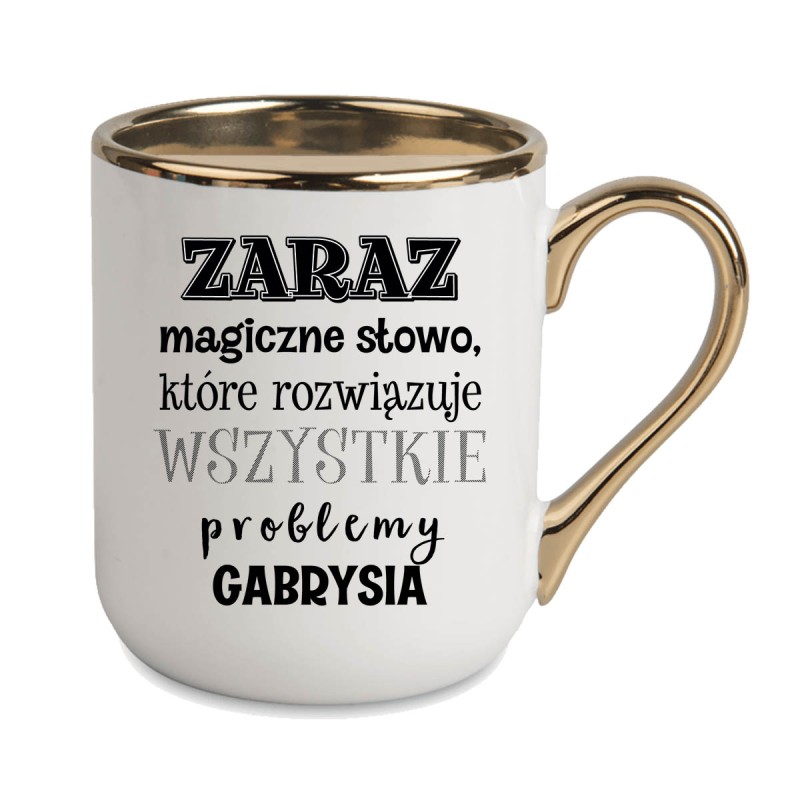 KUBEK KUBKI ZŁOTY RANT UCHO ŚMIESZNY ZABAWNY NAPIS PREZENT W646