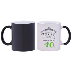 kubek magiczny na urodziny, życie zaczyna się po 40 tce prezent w165